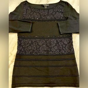 White House Black Market Black Lace & Rhinestone Women’s Sweater Size: S